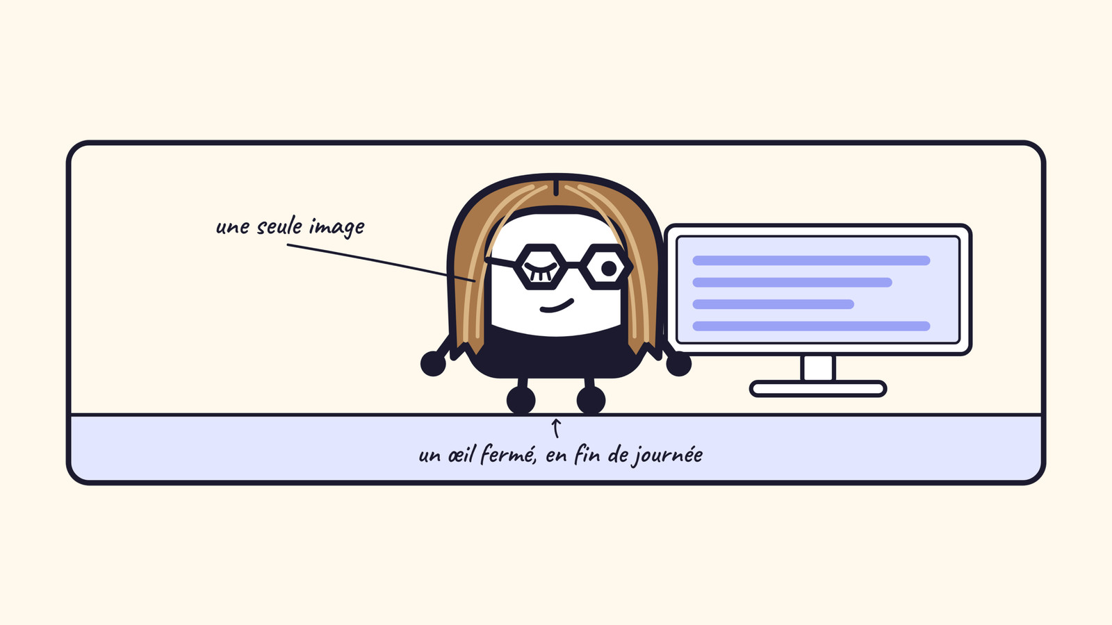 Slide 14&nbsp;: Un œil fermé. Son texte suit.