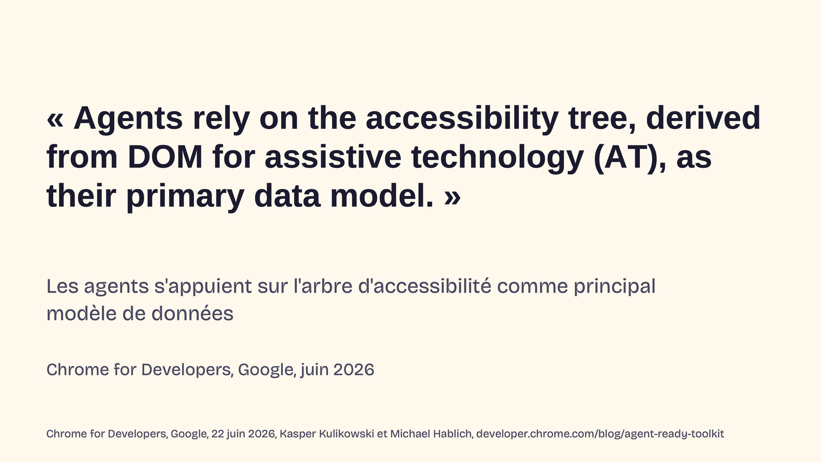 Slide 31&nbsp;: L’arbre d’accessibilité, selon Google. Son texte suit.