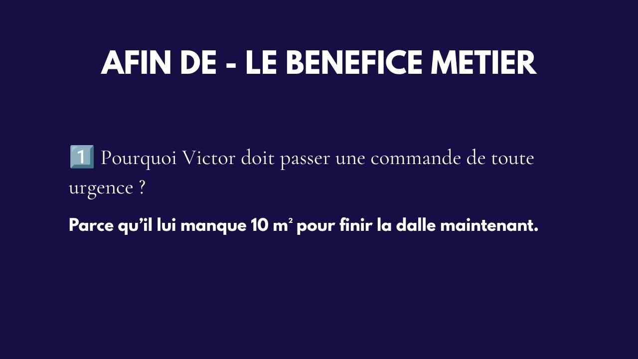 Slide 16&nbsp;: Afin de&nbsp;: le bénéfice métier. Son texte suit.