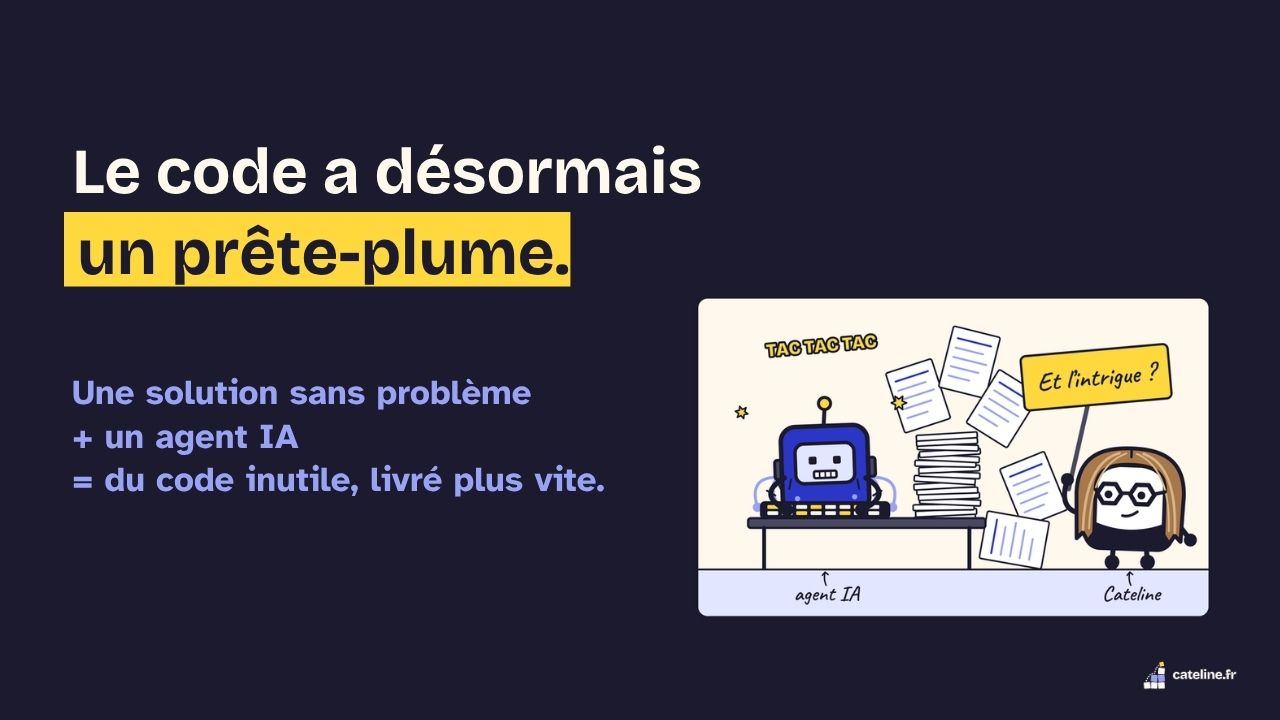 Slide 7&nbsp;: Le code a désormais un prête-plume. Son texte suit.