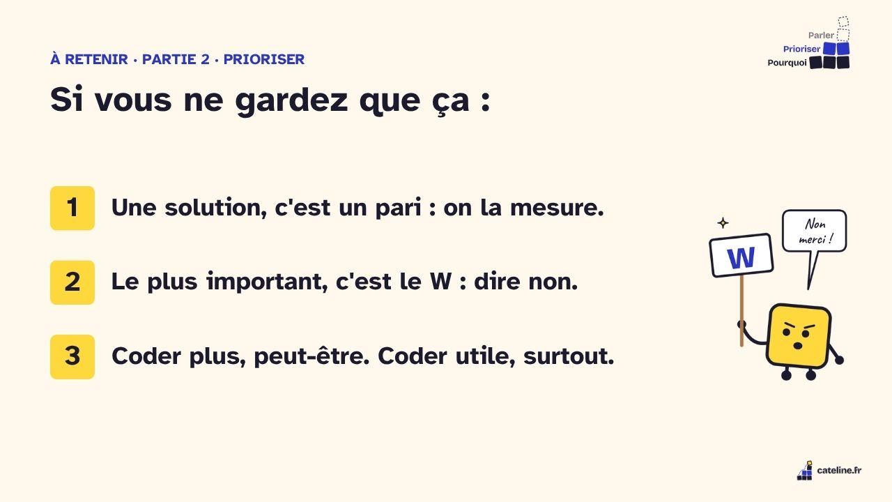 Slide 30&nbsp;: Ce qu’il faut garder de la partie 2. Son texte suit.